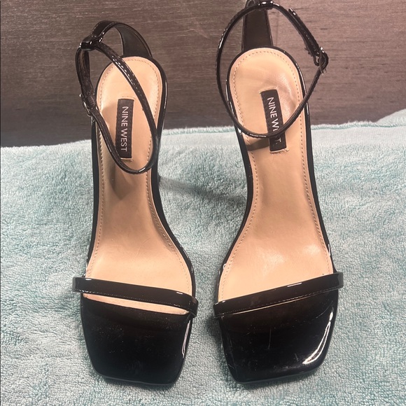 Nine West Shoes - Nine West Yess Glossy Patent Leather Black Heels, with ankle straps size 8